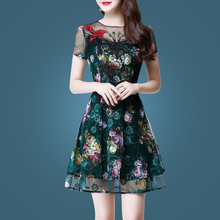 2022 Summer Women Dress O Neck Short Sleeve Floral Print 4XL Plus Size Embroidered Lace Dresses Vestidos Femme Clothes Y886 2024 - buy cheap