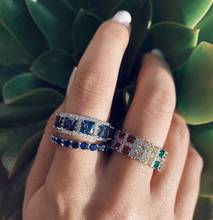 Обручальное кольцо серебряного цвета с радужным фианитом, широкое, разноцветное, для женщин, полные, кольца на палец 2024 - купить недорого