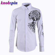 Fashion Leopard Printed men's shirt Brand Business male long sleeve Chemise Trend Casual Slim male dress Shirts Plus size M-4XL 2024 - buy cheap