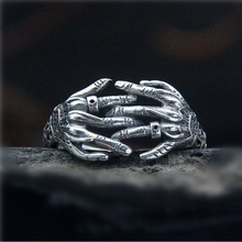 QiLuxy Antique Silver Hand Finger Ring For Women Men Jewelry Open Nail Rings Punk Retro Skeleton Ghost Hand Ring Bijoux 2024 - купить недорого