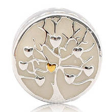 Original White Enamel Family Tree With Gold Color Heart Bead Fit 925 Sterling Silver Charm Bracelet Bangle DIY Jewelry 2024 - buy cheap