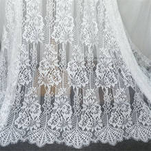 3 Yards Soft Gorgeous Floral Eyelash Lace Fabric French Chantilly scallop Border DIY Sewing Craft Bridal Robe Boho Wedding Dress 2024 - buy cheap