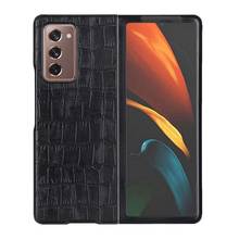 Genuine Leather Slim Case For Samsung Galaxy Z Fold 2 Fold2 5G Cover 2021 Luxury Cute Crocodile Mobile Phone Shell Accessories 2024 - buy cheap