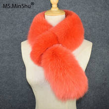 MS.Minshu Genuine Fox Fur Scarf Full Fur Thick and Warm Winter Scarf Soft Women Fox Fur Scarf Collar 2024 - buy cheap