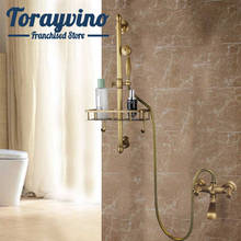 Bathroom shower set chuveiro with Shelf Brass antique brass mixer faucet Wall Mounted sprayer hand shower and bathtub faucet 2024 - buy cheap