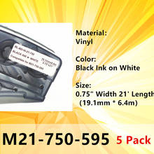 5PK bmp21 Label Tape for M21-750-595 Ribbon Black on White Label Maker For BMP21-PLUS IDPAL LABPAL Label Printer 2024 - buy cheap