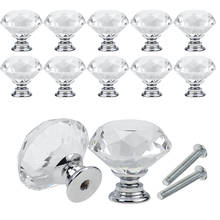 10Pcs/set 30mm Diamond Shape Design Crystal Glass Knobs Cupboard Drawer Pull Kitchen Cabinet Door Wardrobe Handles Hardware 2024 - buy cheap
