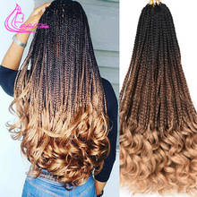 Goddess Box Braids Crochet Hair Synthetic Braiding Hair Extensions Ombre Brown Light Brown Wavy Ends Braid for Black Woman 2024 - buy cheap