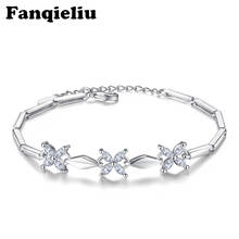 Fanqieliu-Pulsera de cristal de 3 pulgadas para mujer, brazalete de cadena extendida, de Plata de Ley 925, FQL20330 2024 - compra barato