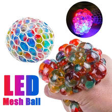 Pelota de malla LED antiestrés para niños y adultos, juguete sensorial afrutado divertido para aliviar la ansiedad y el estrés, novedad 2024 - compra barato