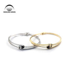 MADALENA SARARA AAAA-pulsera con incrustaciones de circonita para mujer, brazalete de cobre en tono dorado, estilo de corazón con incrustaciones, joyería de lujo fácil de abrir 2024 - compra barato