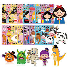 Children DIY Stickers Puzzle Games Princess Animal Dinosaur Assemble Jigsaw Recognition Kids Training Education Toy Party Favors 2024 - buy cheap