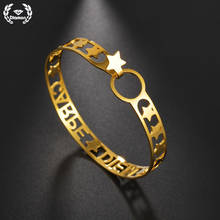 Pulsera de oro de acero inoxidable para mujer, brazalete personalizado con nombre y estrellas, joyería hueca para parejas, regalo de fiesta 2024 - compra barato