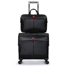 Swiss famosa marca de bagagem mala de viagem com bolsa das mulheres dos homens rolando bagagem saco da bagagem do trole de nylon 16 polegada conjunto preto 2024 - compre barato