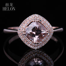 HELON-anillo de compromiso de oro rosa de 14K para mujer, sortija de compromiso con diamantes de morganita naturales, cojín impecable de 6mm, joyería fina 2024 - compra barato