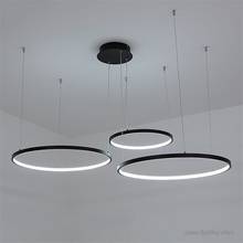 Minimalist Modern Led Pendant Lights Black Circle Line Strip Pendant Lamp Living Room Dining Room Kitchen Hanging Light Fixtures 2024 - buy cheap