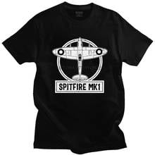 Spitfire Mk.1 RAF UK T Shirt Men Short Sleeved Cotton Tshirt Stylish T-shirt Supermarine Fighter Plane Pilot Aircraft Tee Tops 2024 - buy cheap