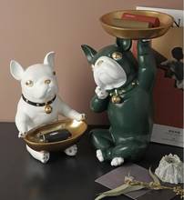 Caja de almacenamiento de Bulldog europeo, accesorios de resina para sala de estar, mesa de centro, figuritas de perro, artesanías decorativas 2024 - compra barato