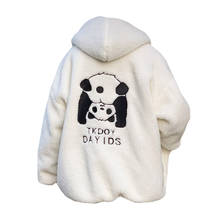 Winter Jacket Women Sweatshirt Loose Hoodies Lamb Woolen Thick Cute Panda Embroidery Tkdoy Dayds Letter Harajuku Zip Up Jumper 2024 - buy cheap