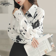 All-match Korean Fashion Single Breasted Women Tops 2021 Autumn Cow Spot Printed Women Blouse Loose Long Sleeve Shirt 11448 2024 - buy cheap