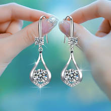 Pendientes de plata de ley 925 de lujo para mujer y niña, aretes colgantes de circonita con temperamento superior, regalo de fiesta de verano 2Y1105 2024 - compra barato