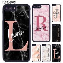 Krajews PERSONALIZED CUSTOM MARBLE INITIAL NAME Phone Case For iPhone 14 X XR XS 11 12 13 Pro MAX 6 7 8 Plus Samsung S21 S22 2024 - buy cheap