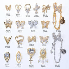 Colgante de cristal brillante para decoración de uñas, accesorio de manicura con diseño de mariposa, de lujo, circonita 3D, 5 uds. 2024 - compra barato