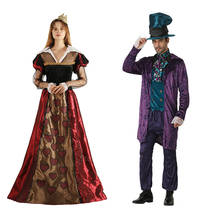 Alice In Wonderland Costume Mad Hatter Adult Halloween Cosplay Women Men Couple Cosplay Carnival Party Queen of Hearts Dress 2024 - buy cheap