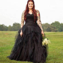 Сад готический плюс размер черные свадебные платья, многослойная свадебная одежда Vestidos на заказ 2024 - купить недорого
