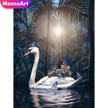 MomoArt 5D DIY Diamond Painting Swan Full Square Drill Diamond Embroidery Animal Picture Rhinestone Leopard Mosaic Kits 2024 - buy cheap