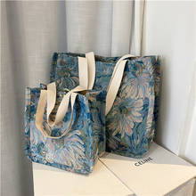 Fashion Women Canvas Tote Purse, Vintage Floral Print Shoulder Bag Large Capacity Handbag 2024 - buy cheap
