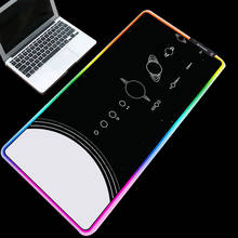 Alfombrilla de ratón con diseño de Luna blanca y fondo negro RGB, alfombrilla de ratón para ordenador portátil y PC, antideslizante, brillante, para jugador, L/XL/XXL 2024 - compra barato