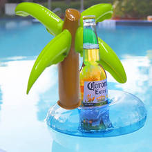 Мини кокосовой пальмой Надувной Подставки под чашки стаканы для напитков с стенд держатель плавающие игрушки летние водонепроницаемые БАССЕЙН пляжные Вечерние 2024 - купить недорого