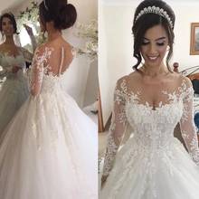 ANGELSBRIDEP Sheer Neck Ball Gown Wedding Dresses Vestido De Noiva High Quality Applique Beaded Court Train Formal Bridal Gowns 2024 - buy cheap