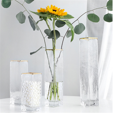 Florero transparente para decoración del hogar, botella de almacenamiento de plantas de escritorio, de vidrio cuadrado creativo, nórdico 2024 - compra barato