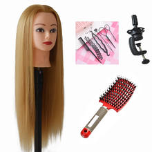 Hairdresser's Goods Mannequin For Hairstyles 100% Heat Temperature Fiber Hair 24inch Long  Braiding Training Head Gold  Thick 2024 - buy cheap