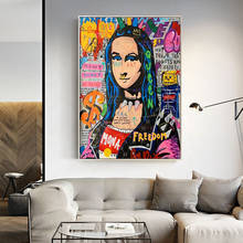 Mona Lisa Funny Graffiti Art Canvas Painting Cuadros Posters and Prints Wall Art for Living Room Home Decor (No Frame) 2024 - buy cheap