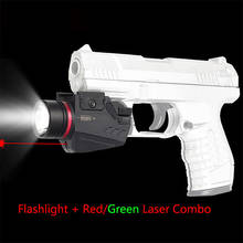 Тактический светодиодный фонарь, зеленый/красный лазерный прицел для направляющей 20 мм, мини-пистолет Glock, пистолет, светильник, lanterna, страйкбольный светильник 2024 - купить недорого