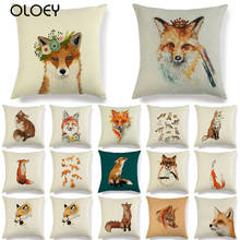 1 Pcs Kawaii Fox Pattern Cotton Linen Throw Pillow Cushion Cover Car Home Sofa Bed Decorative Pillowcase 2024 - buy cheap