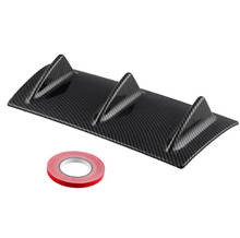 Universal Car Carbon Fiber Style Rear Bumper Lip Diffuser 3 Shark Fin Black ABS 2024 - buy cheap