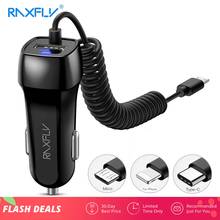 RAXFLY USB Car Charger For iPhone 8 7 XS XR X 11 12 Phone Charger Car Micro USB Type C For Xiaomi Note 7 4X  Car Fast Charge 2024 - buy cheap