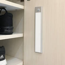 12/23/40/60 cm pir sensor de movimento led sob a luz do armário recarregável usb guarda-roupa armário luz da noite para lâmpadas internas da cozinha