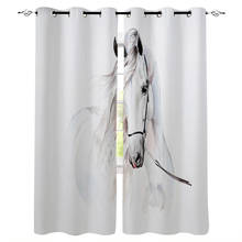 Cortinas de cozinha animal cavalo aquarela pintura cortinas para o quarto item de casa cortina de janela para a sala 2024 - compre barato