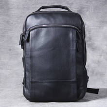Bolso de hombro de cuero informal Simple, mochila de viaje de cuero con cabeza hecha a mano para hombre, bolso de ordenador para mujer 2024 - compra barato