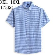 10XL 8XL 7XL 2020 Men's Dress Shirt Short Sleeve Loose Brand Man Shirts With Pockets High Quality Plaid Male Business Shirts 2024 - buy cheap