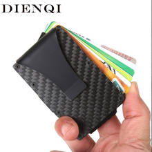 DIENQI-billeteras de Metal de fibra de carbono Rfid para hombre, cartera pequeña y delgada, Mini triple, negra, monedero inteligente, 2021 2024 - compra barato