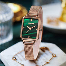 Dom relógio feminino com pulseira de couro, novo relógio feminino luxuoso à prova d'água com disco verde 2024 - compre barato