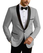 Traje Formal de 2 piezas para hombre, chaqueta de esmoquin de lana de ajuste Regular para graduación, color gris champán, para fiesta de boda (Blazer + Pantalones) 2024 - compra barato