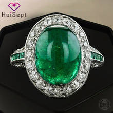 HuiSept Classic Silver 925 Ring for Women Jewellery Geometric Shaped Emerald Zircon Gemstones Wedding Party Gift Rings Wholesale 2024 - buy cheap