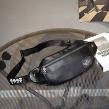 high quality cowhide simple vintage chest bag genuine leather men's shoulder messenger belt bag casual sports waist packs 2024 - buy cheap